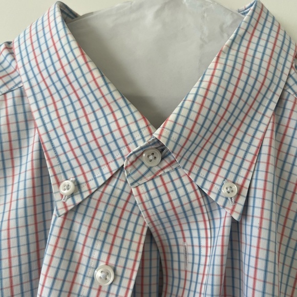 Men’s L.L.Bean Checked 100% Cotton Wrinkle Free Traditional Full Sleeve Shirt 33 - Picture 6 of 9